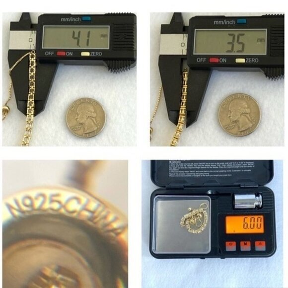 Sterling Silver 925 Yellow Gold Vermeil CZ Tennis Bracelet 6-8" Bolo Box Chain - Picture 10 of 16